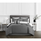 Chic Home Hortense Comforter And Quilt Set Hotel Collection  Fish Scale Pattern Bed In A Bag Grey, Twin - Twin