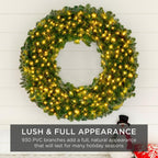 60 in. Pre-Lit LED Spruce Artificial Christmas Wreath with 300-Lights