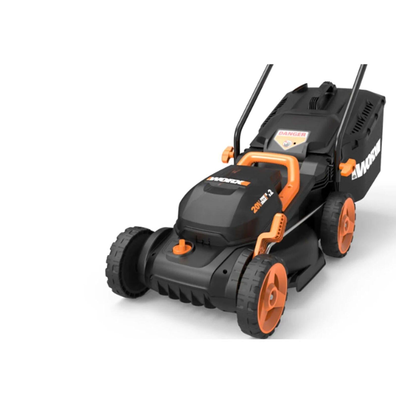 Worx WG779 40 Volt 14 Inch Electric Lawn Mower with Mulching and Intellicut