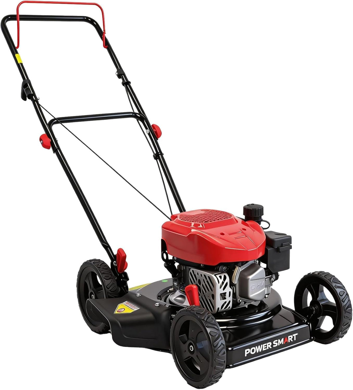 EasyCut 18-Inch Gas Lawn Mower, 144cc OHV Engine, Steel Deck, Side Discharge, 5-Position Dual-Lever Height Adjustment, Push Mower for Small Yards