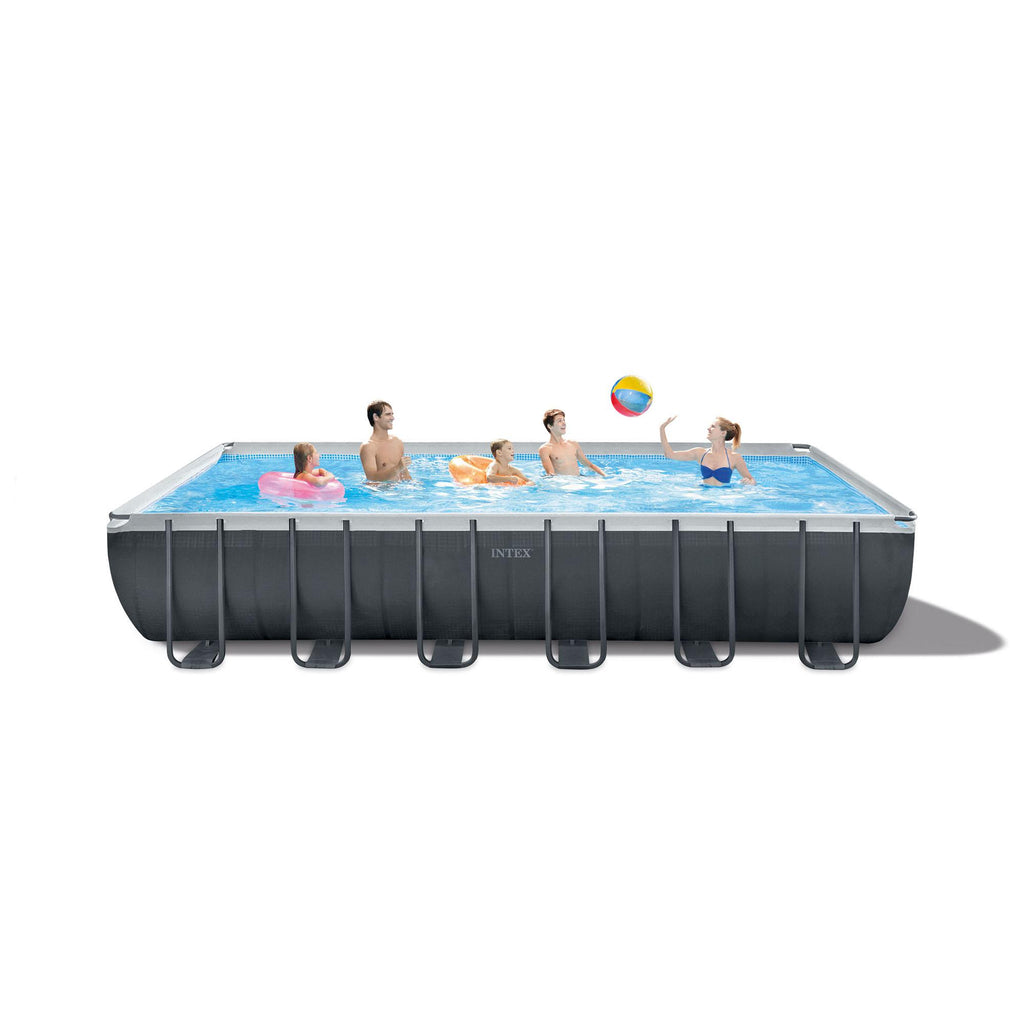26363EH 24ft x 12ft x 52in Ultra XTR Frame Outdoor Above Ground Rectangular Swimming Pool Set w/ Sand Filter Pump, Ladder,