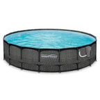 Summer Waves Elite P4A02048B 20ft x 48in Above Ground Frame Swimming Pool Set with Filter Pump, Pool Cover, Ladder, Ground