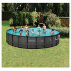 Summer Waves Elite P4A02048B 20ft x 48in Above Ground Frame Swimming Pool Set with Filter Pump, Pool Cover, Ladder, Ground