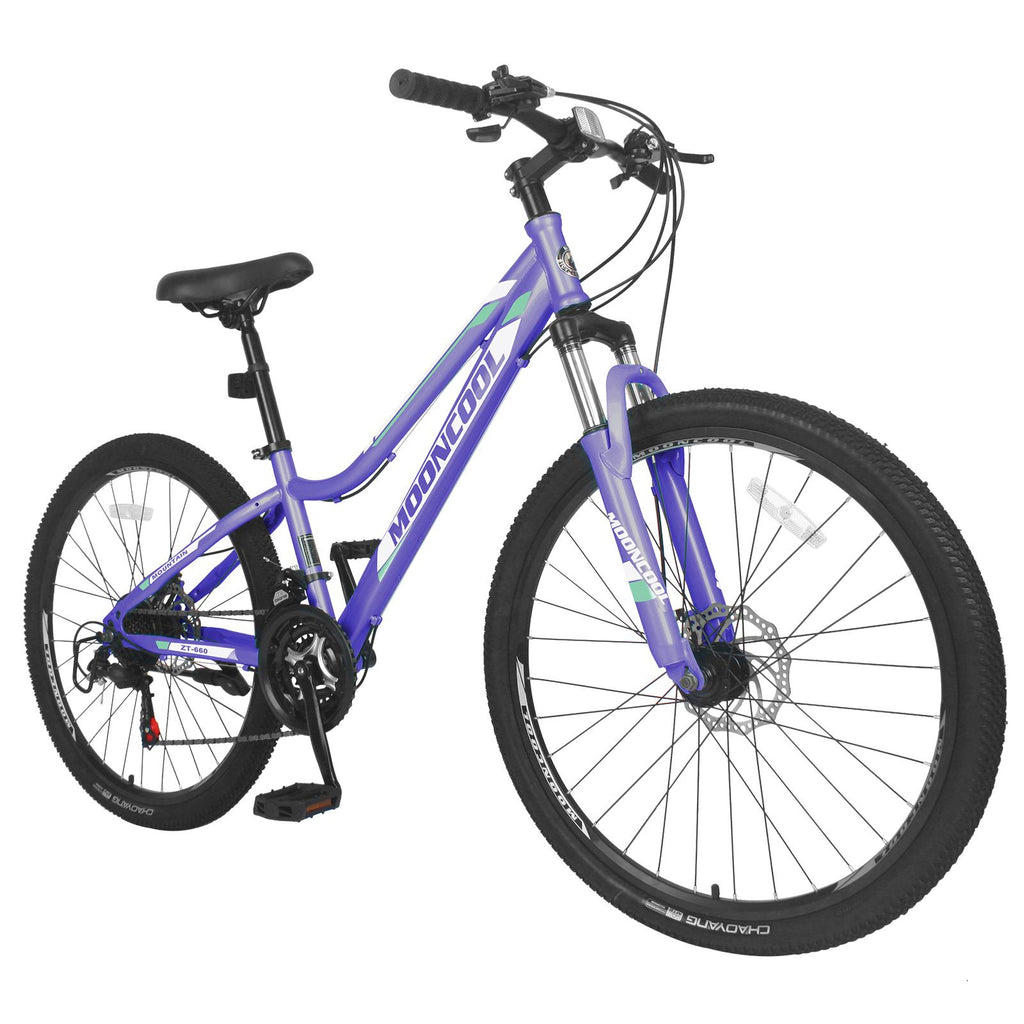 Lilypelle 26 inch 21 Speed Mountain Bike Aluminum Frame Double Disc Brake Suspension Fork MTB,Purple