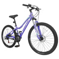 Lilypelle 26 inch 21 Speed Mountain Bike Aluminum Frame Double Disc Brake Suspension Fork MTB,Purple