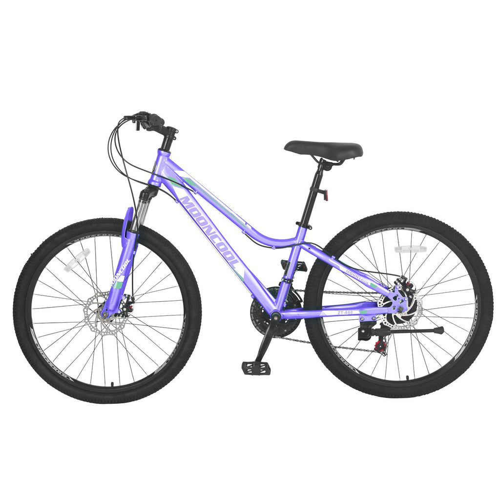 Lilypelle 26 inch 21 Speed Mountain Bike Aluminum Frame Double Disc Brake Suspension Fork MTB,Purple