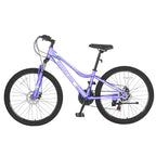 Lilypelle 26 inch 21 Speed Mountain Bike Aluminum Frame Double Disc Brake Suspension Fork MTB,Purple