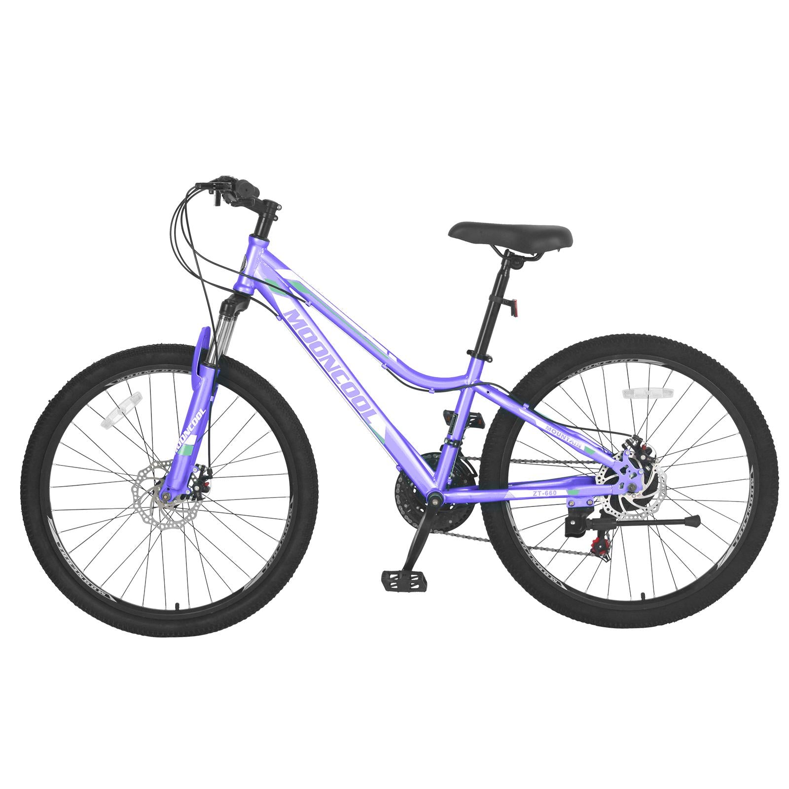 Lilypelle 26 inch 21 Speed Mountain Bike Aluminum Frame Double Disc Brake Suspension Fork MTB,Purple