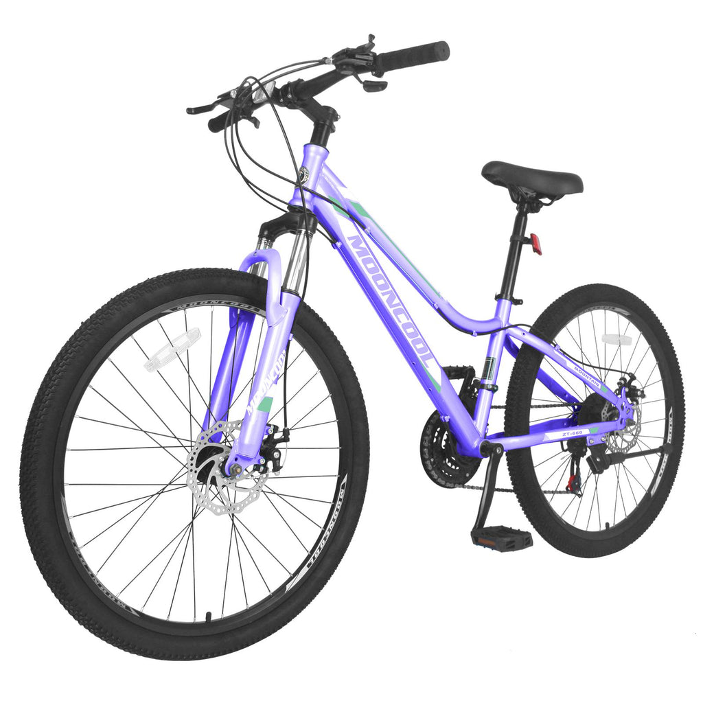 Lilypelle 26 inch 21 Speed Mountain Bike Aluminum Frame Double Disc Brake Suspension Fork MTB,Purple