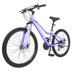 Lilypelle 26 inch 21 Speed Mountain Bike Aluminum Frame Double Disc Brake Suspension Fork MTB,Purple