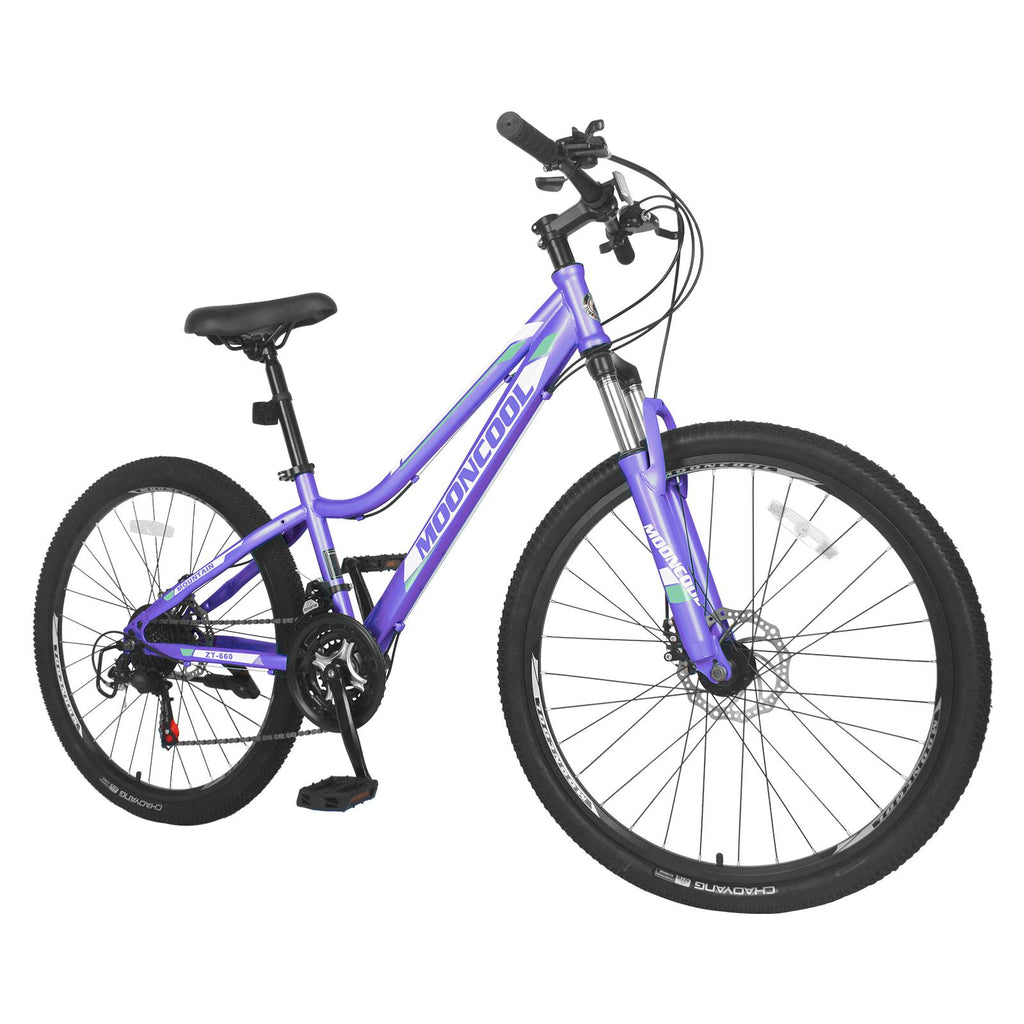 Lilypelle 26 inch 21 Speed Mountain Bike Aluminum Frame Double Disc Brake Suspension Fork MTB,Purple