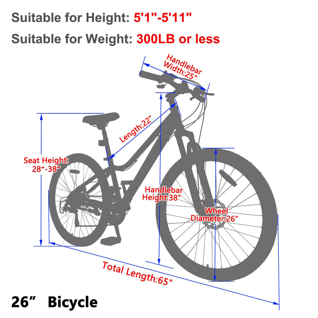 Lilypelle 26 inch 21 Speed Mountain Bike Aluminum Frame Double Disc Brake Suspension Fork MTB,Purple