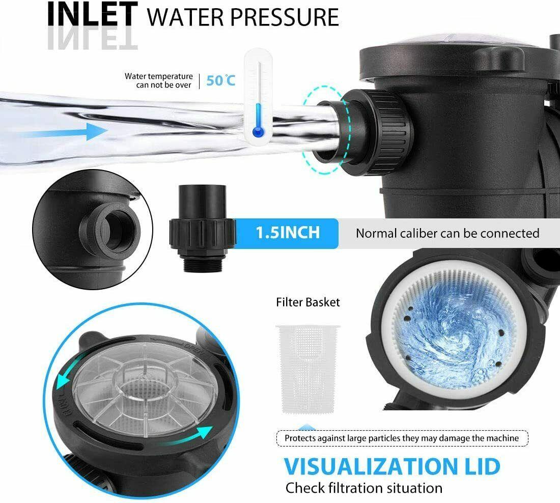 2.0 hp 6800 gph in/above ground swimming pool pump dual voltage ul cet certified