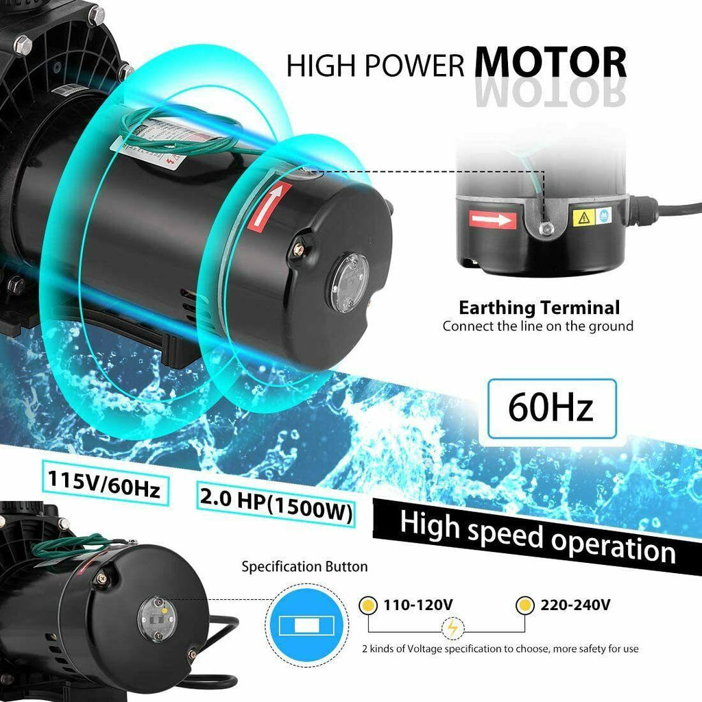 2.0 hp 6800 gph in/above ground swimming pool pump dual voltage ul cet certified
