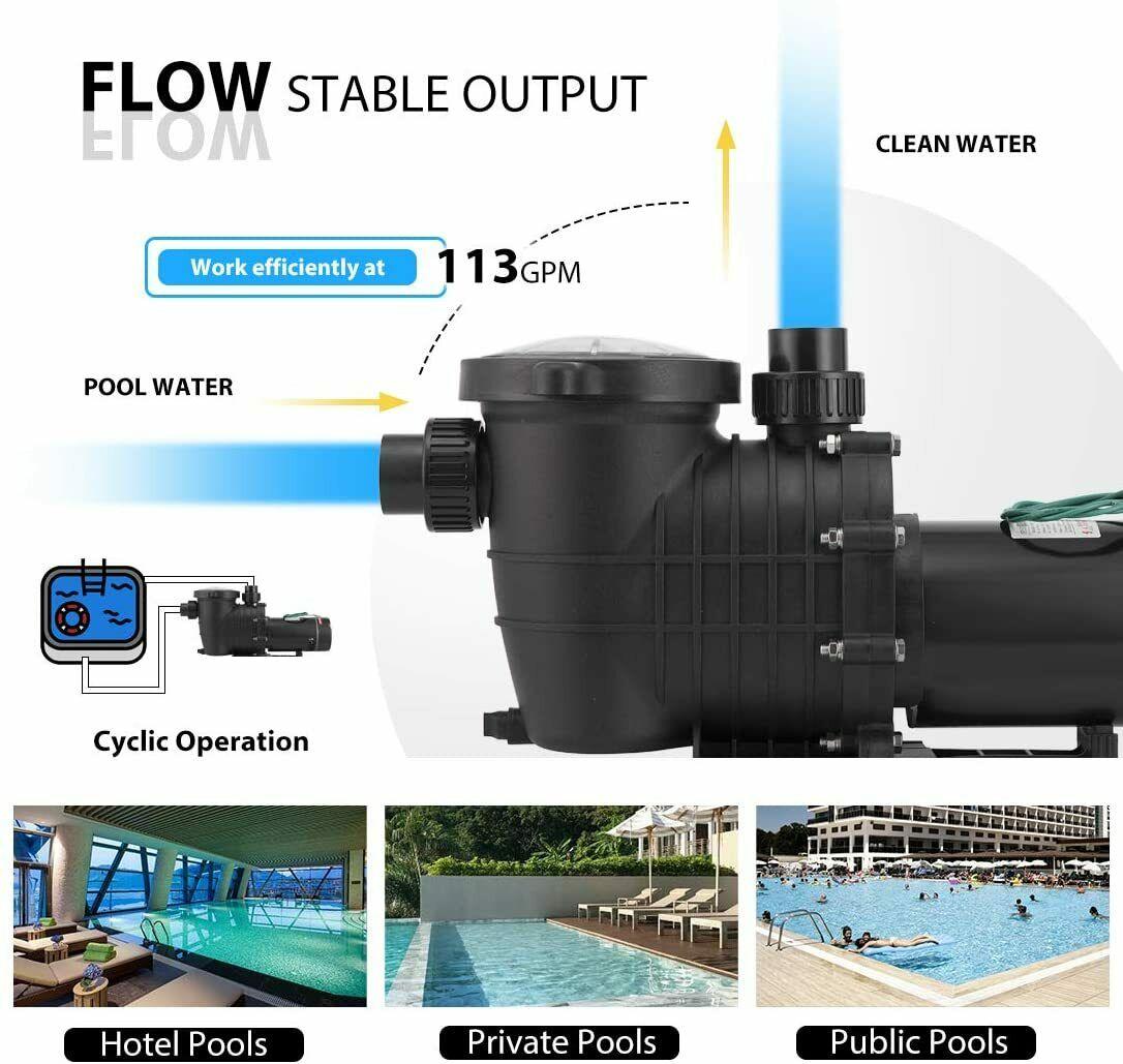 2.0 hp 6800 gph in/above ground swimming pool pump dual voltage ul cet certified