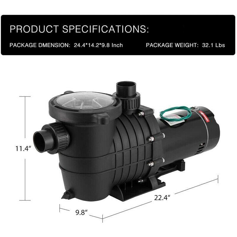 2.0 hp 6800 gph in/above ground swimming pool pump dual voltage ul cet certified