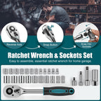 Home Tool Kit 257-PCs - Household Basic Repair Tool Set for Men Women - General Hand Mechanic's Tool Set & Screwdriver Set & Wrench Set & Socket & Portable Tool Box StoraCase Blue