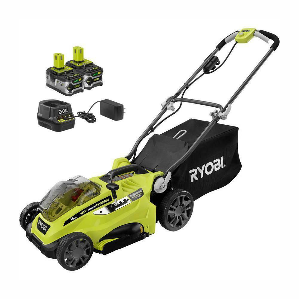 16 in. One+ 18V Lithium-Ion Hybrid Walk Behind Lawn Mower W Batteries/Charger
