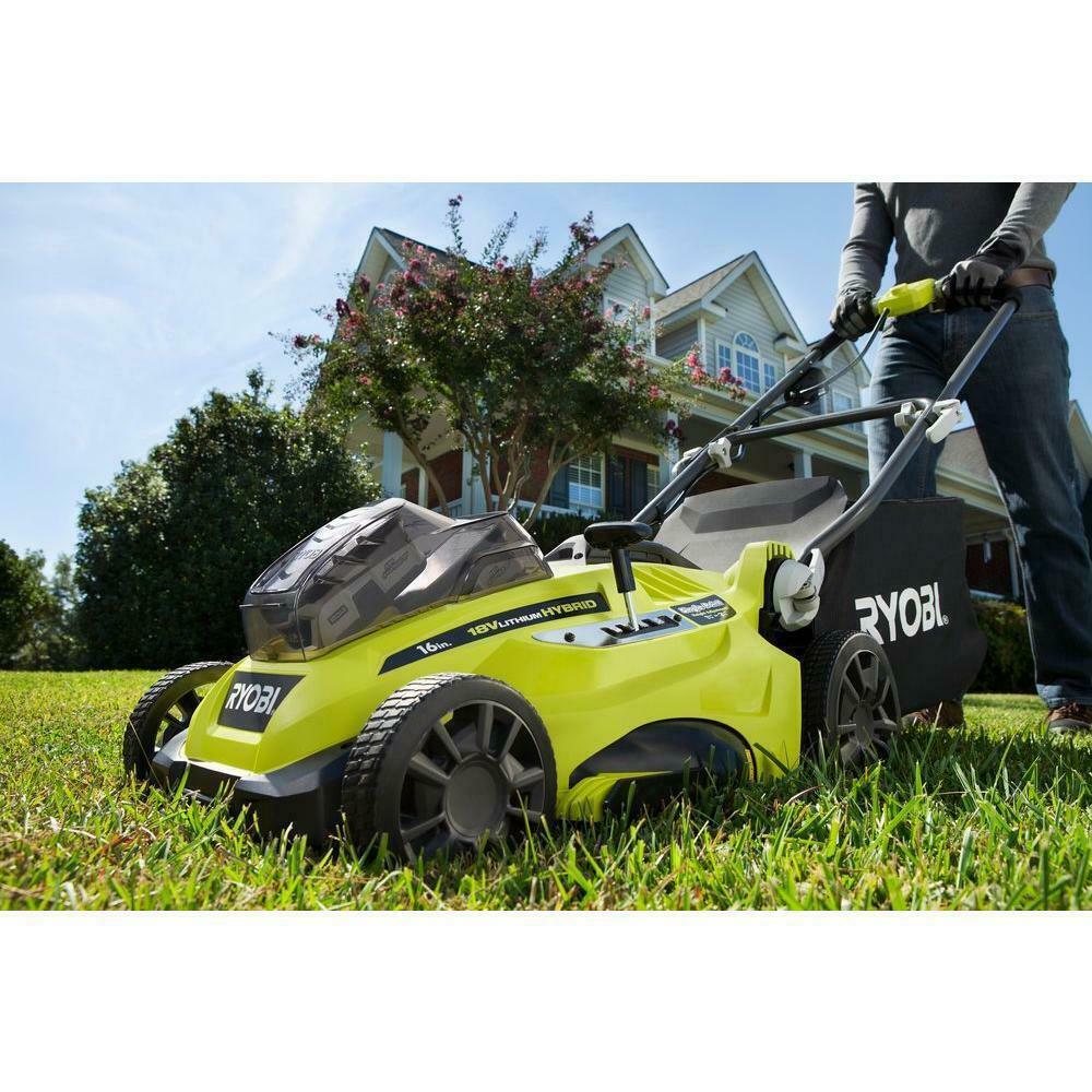 16 in. One+ 18V Lithium-Ion Hybrid Walk Behind Lawn Mower W Batteries/Charger