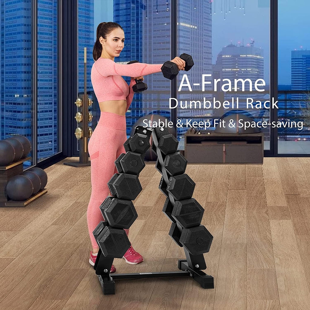 VIVOHOME 5 Tier Thickness Heavy Duty A Frame Dumbbell Rack Weight Stand Only for Home Gym Exercise Strength Training 570 Pounds Weight Capacity
