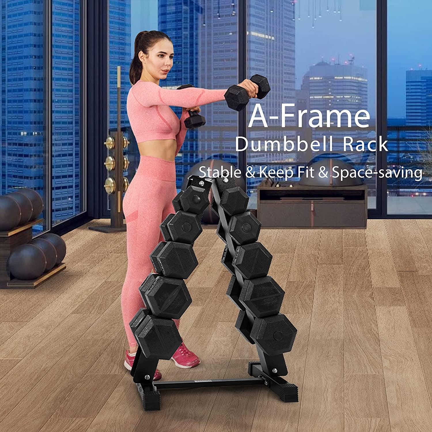 VIVOHOME 5 Tier Thickness Heavy Duty A Frame Dumbbell Rack Weight Stand Only for Home Gym Exercise Strength Training 570 Pounds Weight Capacity