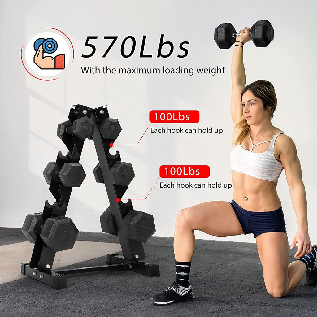 VIVOHOME 5 Tier Thickness Heavy Duty A Frame Dumbbell Rack Weight Stand Only for Home Gym Exercise Strength Training 570 Pounds Weight Capacity