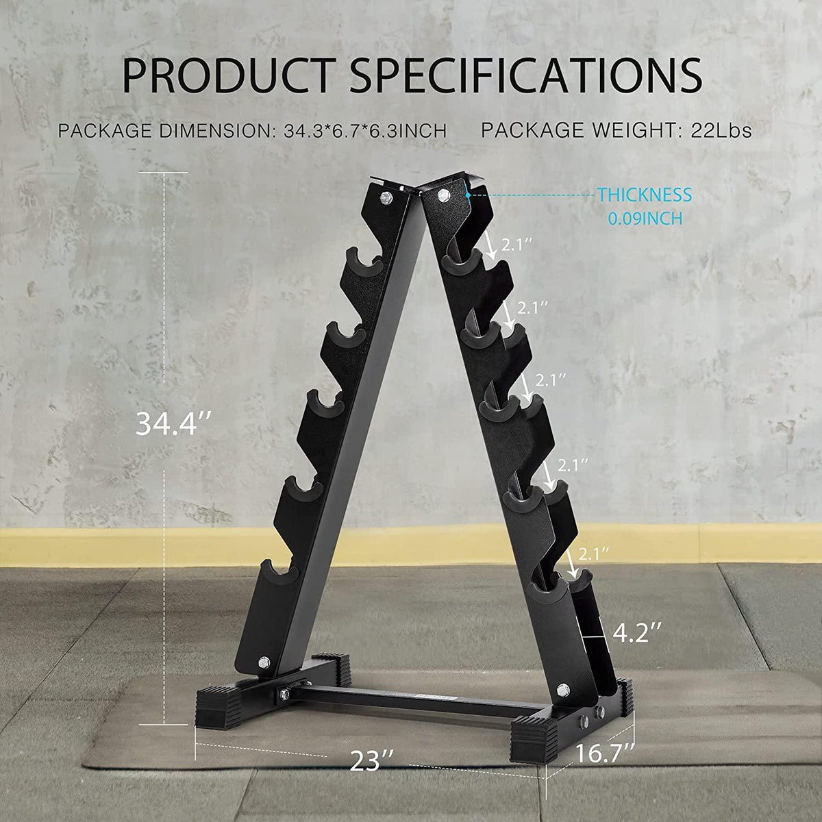 VIVOHOME 5 Tier Thickness Heavy Duty A Frame Dumbbell Rack Weight Stand Only for Home Gym Exercise Strength Training 570 Pounds Weight Capacity
