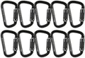 Fusion Climb Auto Lock Modified D Shape Aluminum Carabiner, UIAA Certified, Heavy Duty for Camping, Hiking, Outdoor and Gym 10-PACK, Black, (FP-8106-2-BLK-10P)