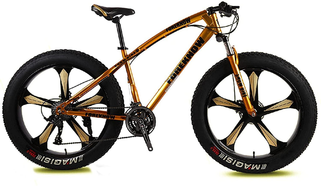 CHICAI Mountain Bike Beach Snow Fat Bike 26-inch Mountain Cross-Country Steel Ultra-Wide Tire Sports Bike Adult 21-30speed Low-Speed Racing Student Bike High-Carbon (Size : 24-Speed)