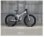 CHICAI High-Carbon Student Bike Adult 26-inch Beach Snow Fat Bike Mountain Cross-Country Steel Ultra-Wide Tire Sports Bike 21-30speed Low-Speed Racing (Size : 30-Speed)