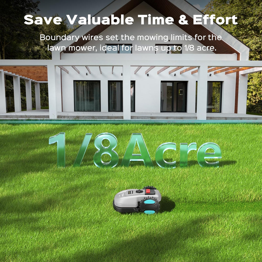 Robot Lawn Mower with App Control – Adjustable Cutting Height, Auto-Charging, Obstacle Detection &amp; Smart Scheduling – Ideal for Lawns up to 1/8 Acre