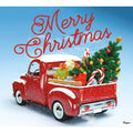 7 ft. x 8 ft. Red Truck Christmas-Christmas Garage Door Decor Mural for Single Car Garage