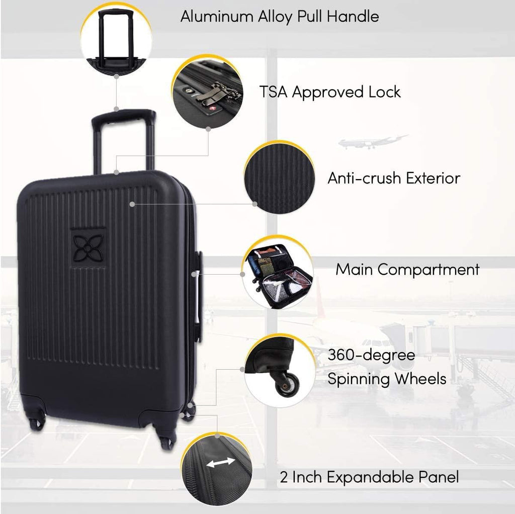 Meridian, 22 Inch Travel Hardside Luggage, Durable Hardshell Luggage, Expandable Suitcases with Wheels, Rolling Luggage Carry On, Lightweight Carry On Luggage with Spinner Wheels (Black)