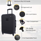 Meridian, 22 Inch Travel Hardside Luggage, Durable Hardshell Luggage, Expandable Suitcases with Wheels, Rolling Luggage Carry On, Lightweight Carry On Luggage with Spinner Wheels (Black)