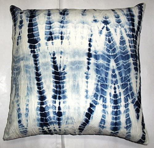 Indigo Colour Printing, Decorative Cotton Throw, Shibori Sofa Pillow Cases, Tie Dye Shibori Cushion Covers, Bohemian Pillow Shams Outdoor Cushion Cover 16x16 (50)