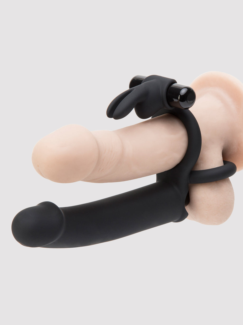 Lovehoney Double Fun Vibrating Rabbit Double Penetration Strap-On, Black