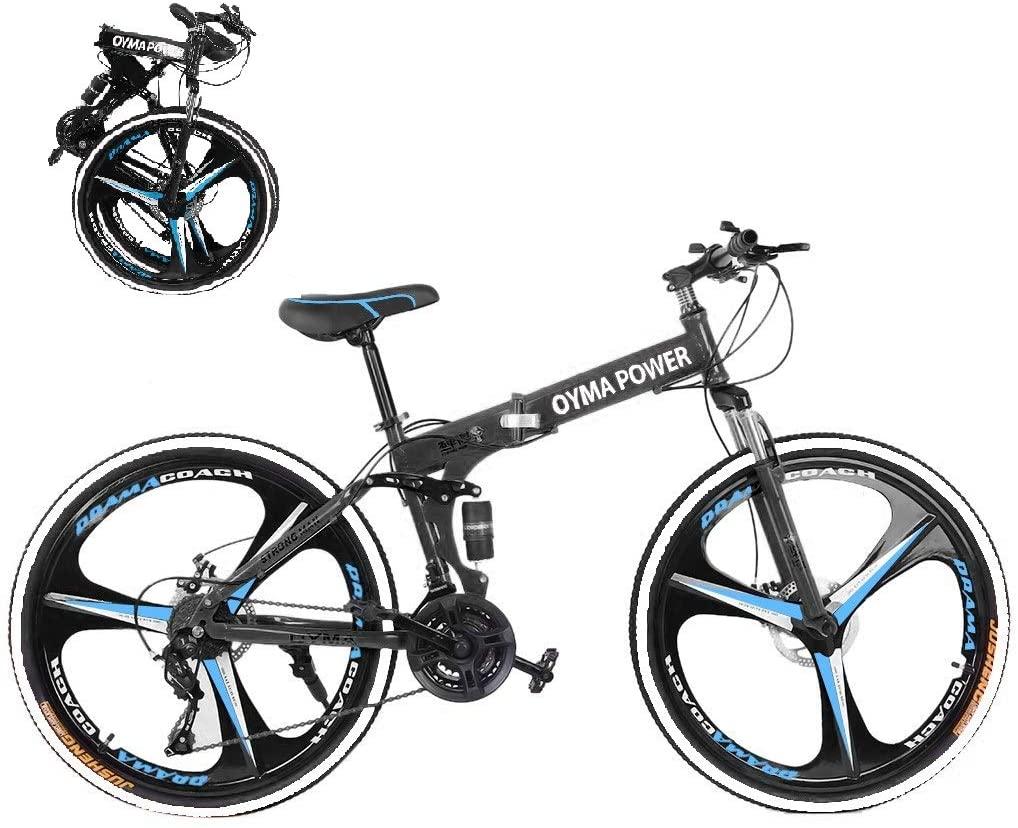 26in Mountain Bike s 21 Speed Bicycle Full Suspension MTB Bikes Folding Bike Non-Slip Bike for Adults Sport Wheels Disc Brake Aluminum Frame MTB Bicycle Track Bike Road Bikes【US Stock】