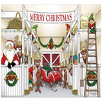 7 ft. x 8 ft. Santa's Reindeer Barn Holiday Garage Door Decor Mural for Single Car Garage
