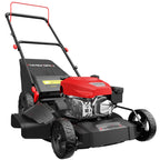 21-Inch Gas Push Lawn Mower for LarYard, 144cc 4-Stroke Engine, 6-Position Adjustable Cutting Height, 3-in-1 Mulching, Side Dischar&amp; Rear Bag for Garden Landscaping