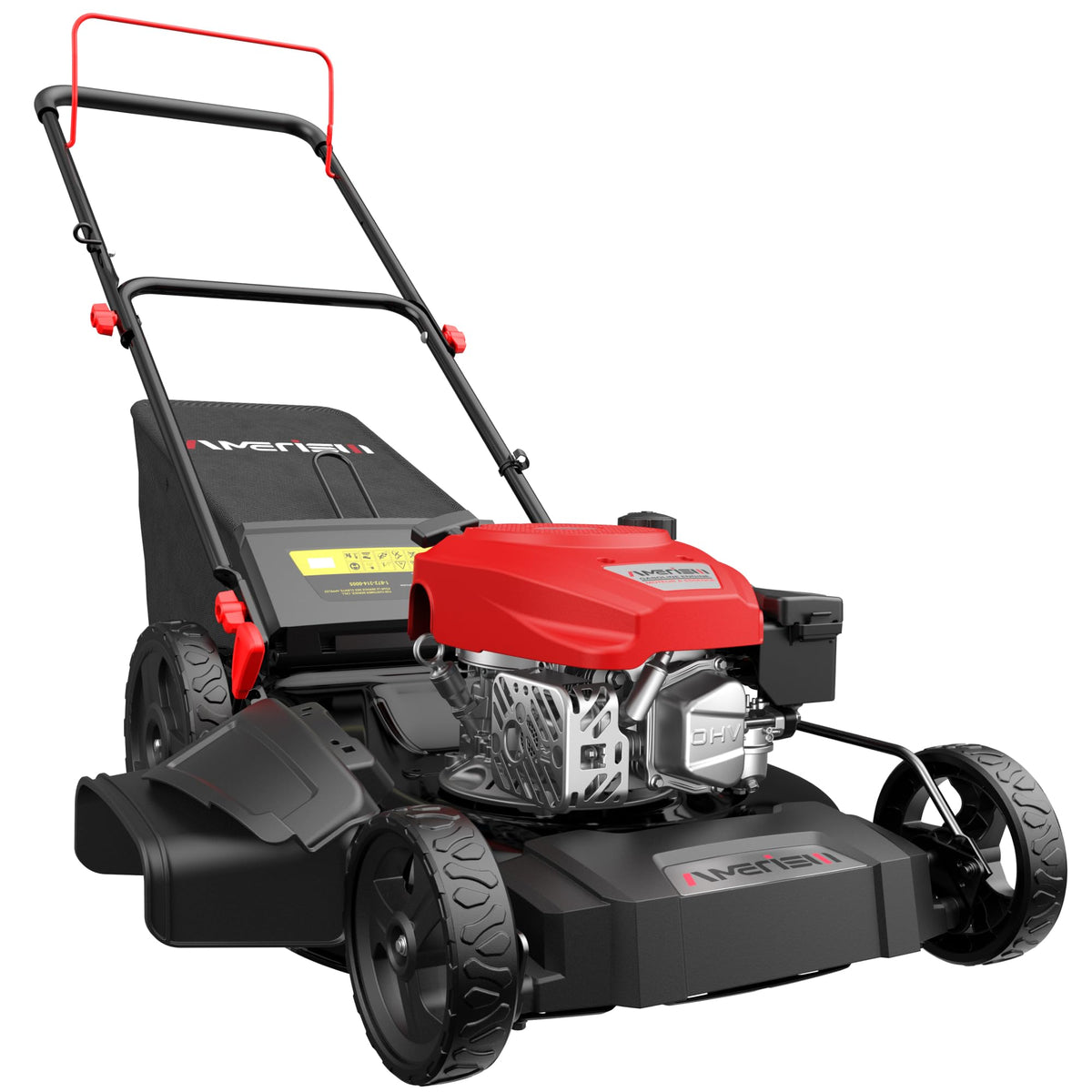 21-Inch Gas Push Lawn Mower for LarYard, 144cc 4-Stroke Engine, 6-Position Adjustable Cutting Height, 3-in-1 Mulching, Side Dischar&amp; Rear Bag for Garden Landscaping
