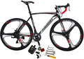 Eurobike Bikes XC550 54 cm Frame 21 Speed Road Bikes 700C K Wheels Road Bicycle Dual Disc Brake Bicycle Black White
