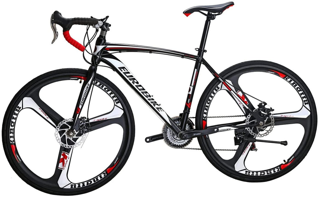 Eurobike Bikes XC550 54 cm Frame 21 Speed Road Bikes 700C K Wheels Road Bicycle Dual Disc Brake Bicycle Black White
