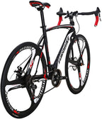 Eurobike Bikes XC550 54 cm Frame 21 Speed Road Bikes 700C K Wheels Road Bicycle Dual Disc Brake Bicycle Black White