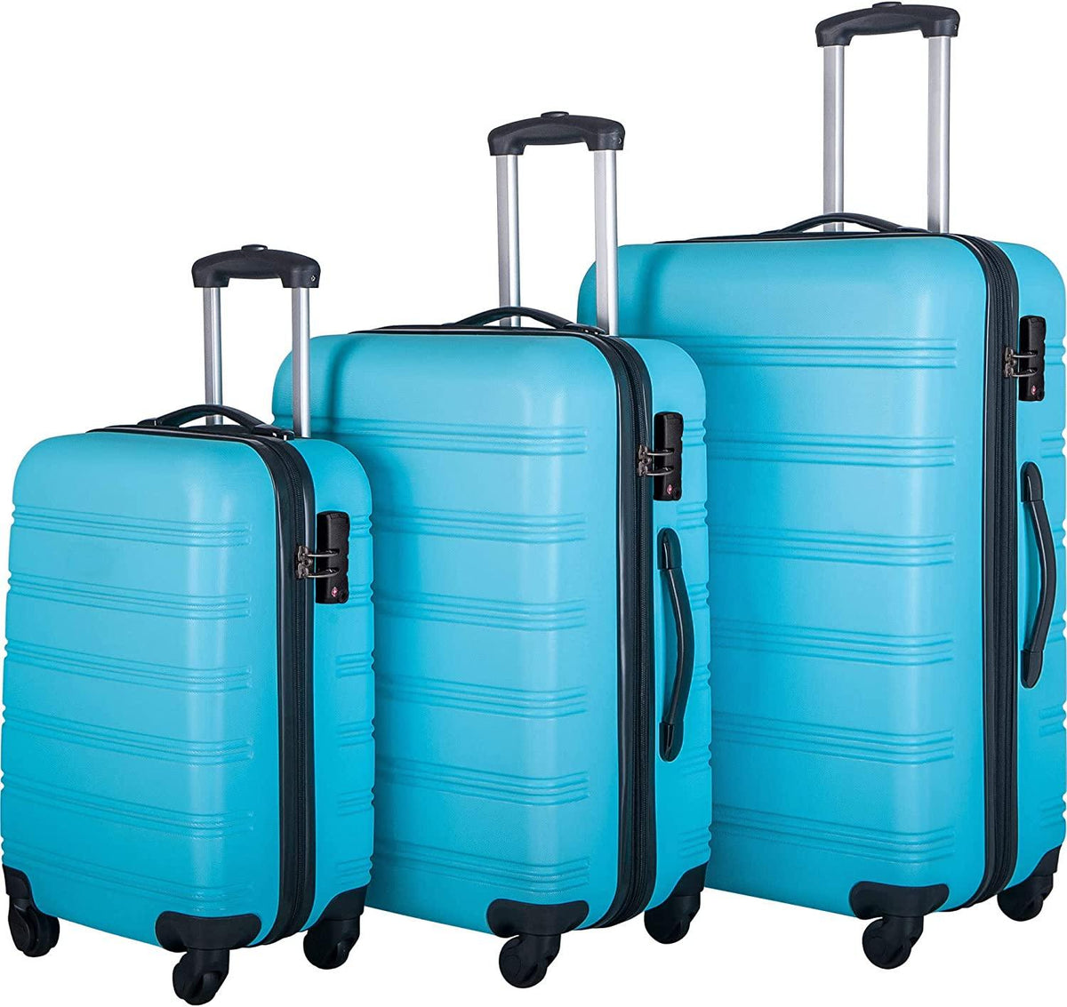 Expandable Luggage TSA Locks, 3 Piece Lightweight Spinner Suitcase Set, Sky Blue, One_Size