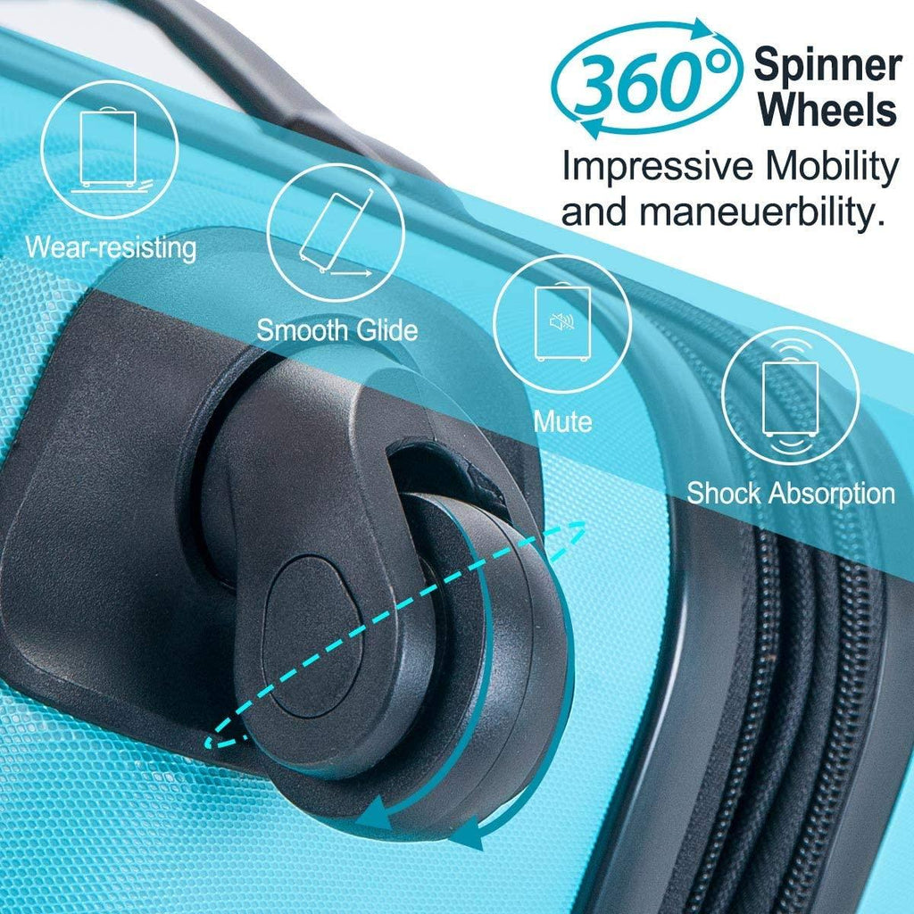 Expandable Luggage TSA Locks, 3 Piece Lightweight Spinner Suitcase Set, Sky Blue, One_Size