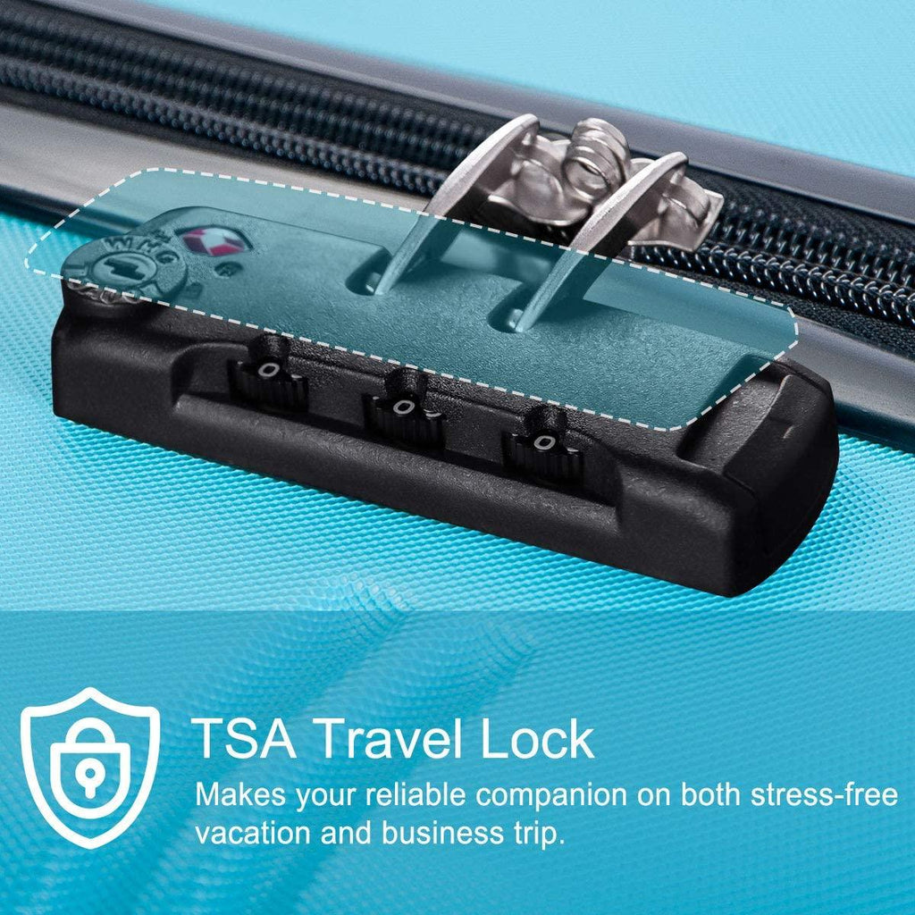 Expandable Luggage TSA Locks, 3 Piece Lightweight Spinner Suitcase Set, Sky Blue, One_Size