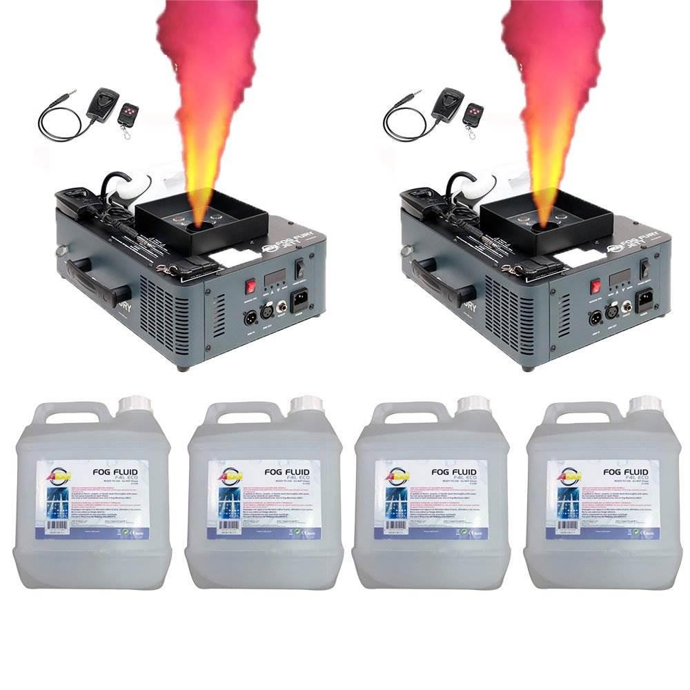 American DJ Fog Fury Jett Smoke Machine (2 Pack) &amp; Fog Machine Juice (4 Pack)
