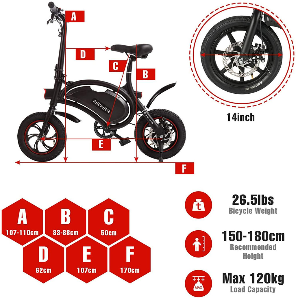 ANCHEER 500W Electric Bike Electric Commuter Bike, APP Control Folding Ebike 14'' Electric Bicycle, 20MPH Adults/Teens City Ebike and Removable 48V 7.5Ah Battery
