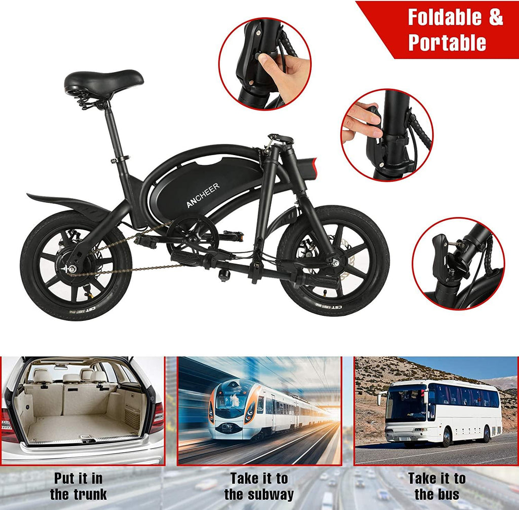 ANCHEER 500W Electric Bike Electric Commuter Bike, APP Control Folding Ebike 14'' Electric Bicycle, 20MPH Adults/Teens City Ebike and Removable 48V 7.5Ah Battery