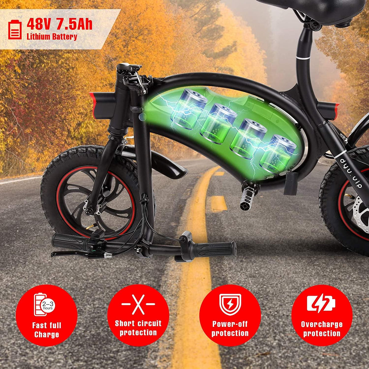 ANCHEER 500W Electric Bike Electric Commuter Bike, APP Control Folding Ebike 14'' Electric Bicycle, 20MPH Adults/Teens City Ebike and Removable 48V 7.5Ah Battery